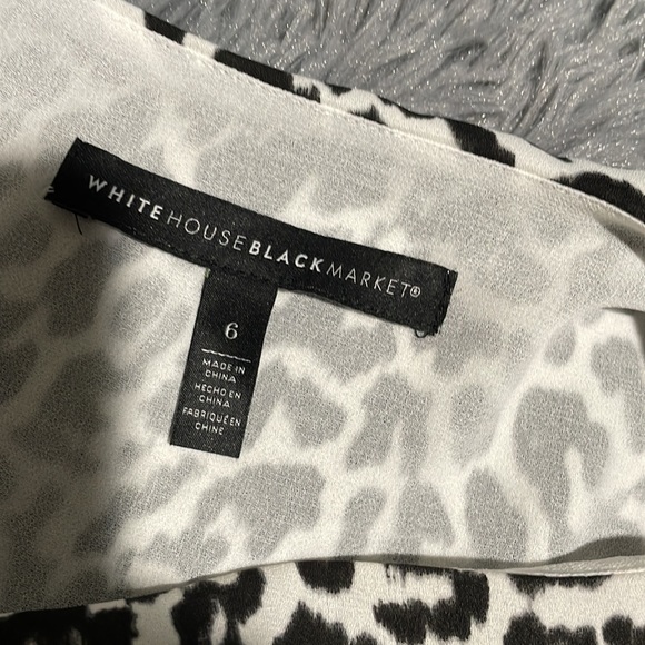 White House Black Market animal print long-slv w/ puffy shoulders. Button back. - Picture 10 of 12